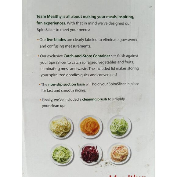 Mealthy SpiraSlicer 5 Blade Cleaning Brush Recipe/Owner Manual in Original Box - Picture 6 of 8